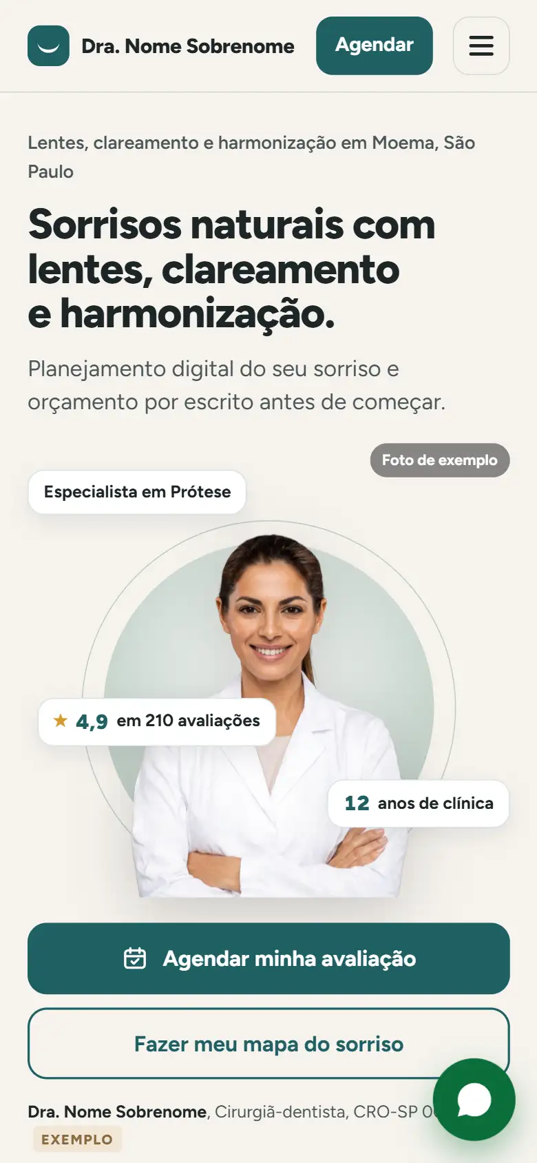 Topo do modelo do dentista